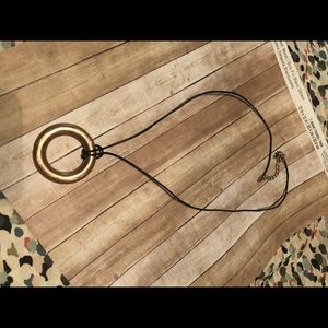 Copper stone circle charm necklace